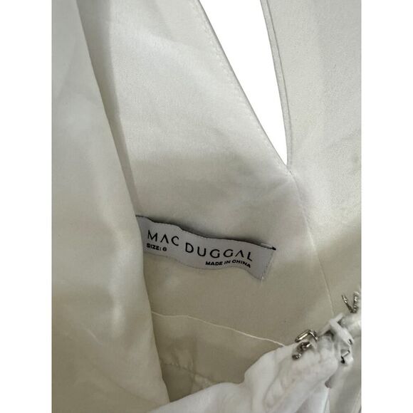 Ieena for Mac Duggal Gathered One Shoulder Satin Faux Wrap Gown - Size 6 - NWT - Picture 7 of 7